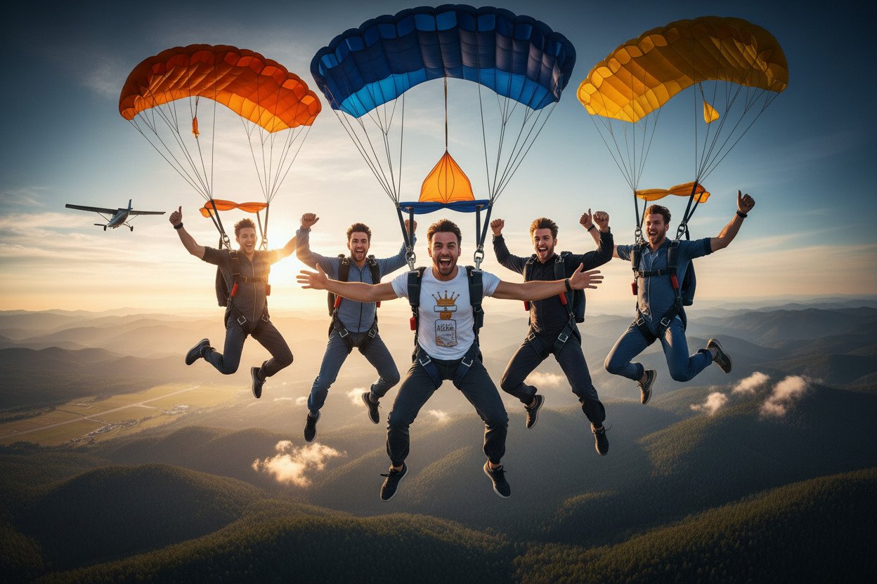 Skok ze spadochronem jako pomysł na wieczór kawalerski – co go wyróżnia